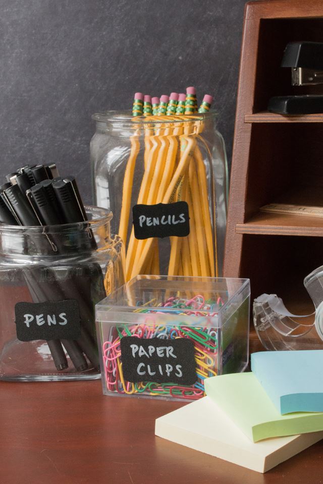 chalkboard labels used for office organization