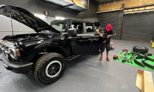 One Source Media in Queens NYC installs  truck wrap on a 2021 Ford Bronco 1