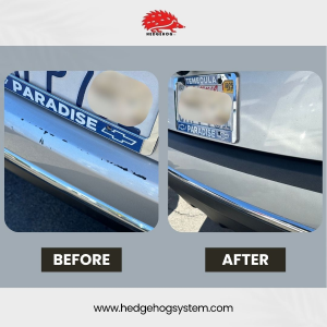 Hedgehog System bumper scratch repair before and after