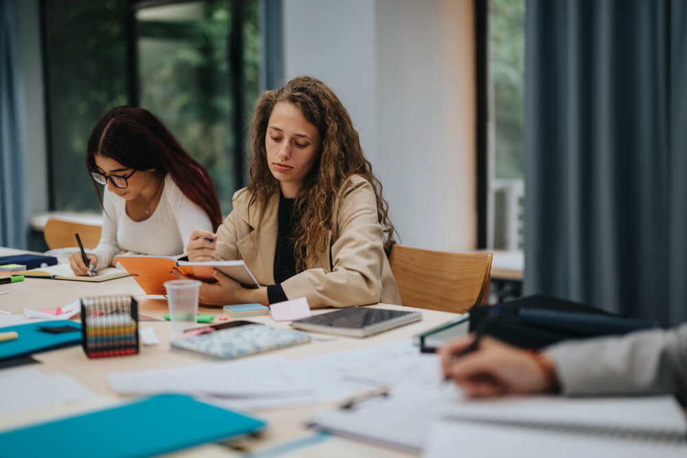 Teen taking notes