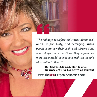 Dr. Andrea Adams-Miller Discusses Holiday Stress. CEO of The RED Carpet Connection and The SubConscious Connection, Master Neuroscientist and Executive Consultant