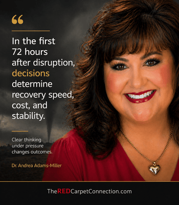 "Clear Thinking Under Pressure Drives Success." Dr. Andrea Adams-Miller, Neuroscience-Driven Executive Advisor and CEO of The RED Carpet Connection
