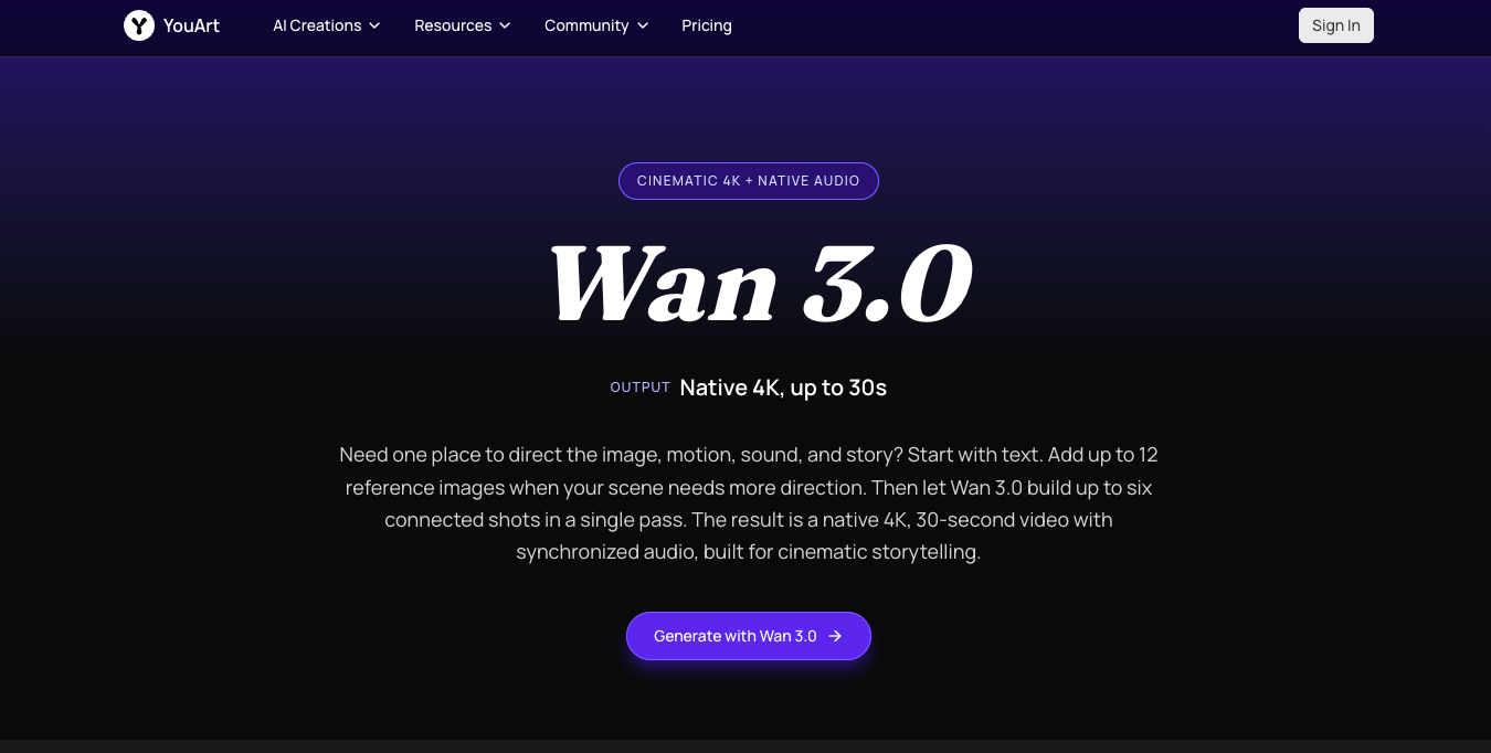 YouArt Wan 3.0 Launch Expands AI Video Creation Tools