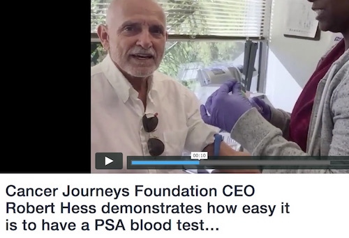 Cancer Journeys Foundation CEO Robert Hess taking a PSA blood test