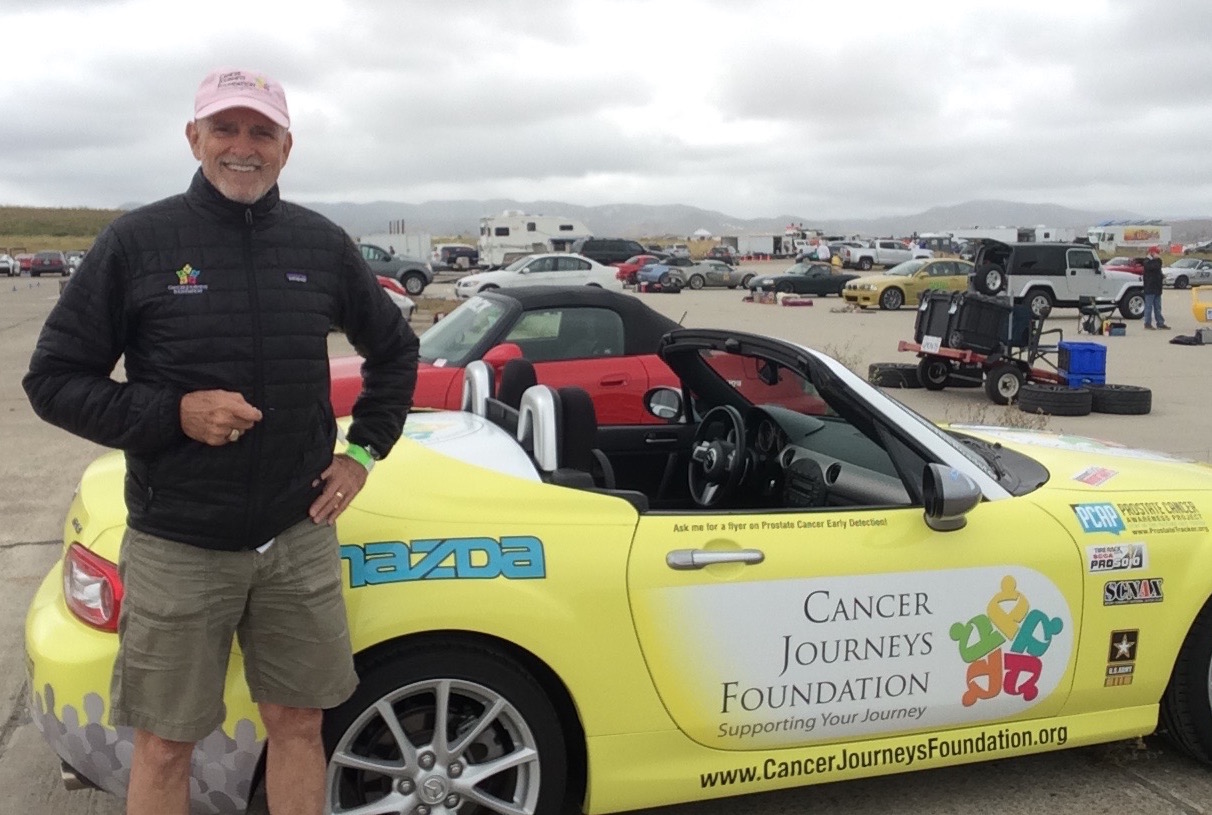 Cancer Journeys Foundation CEO Robert Hess with his cancer awareness Mazda Miata