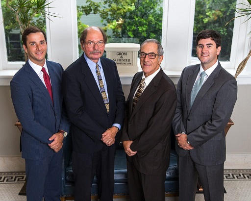 Personal Injury Lawyers in Milton from left to right: Tyler Gross, Charles Schuster, Terence Gross, and Marcus "Rhett" Gross