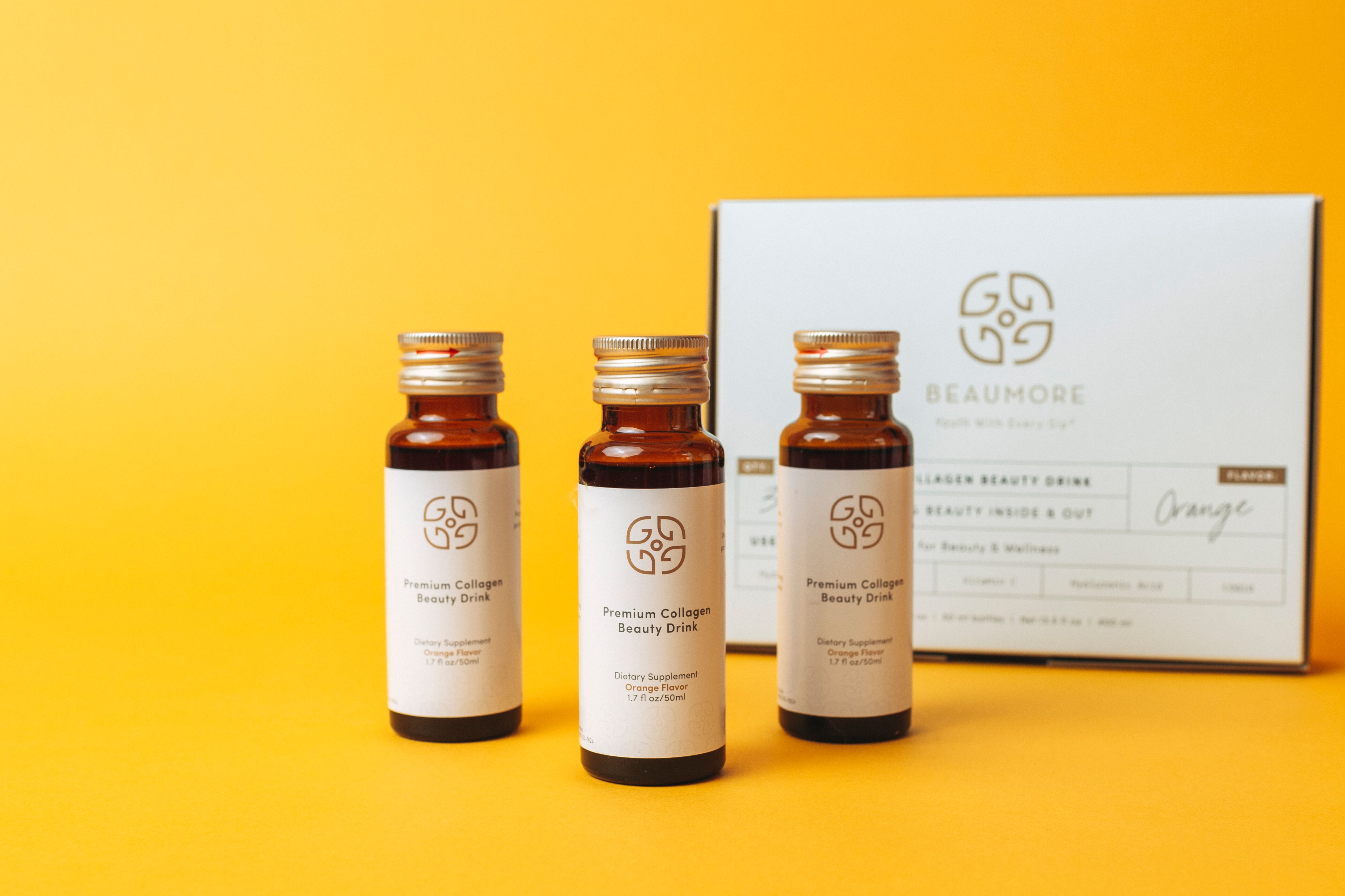 Beaumore's Premium Collagen Beauty Drink in its Discovery Ritual, 3-Pack.