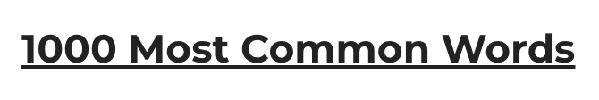 1000 Most Common Words