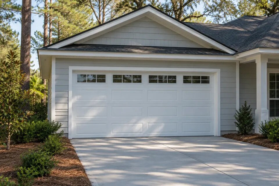 TallahasseeGarageDoorRepair.net: generated illustration of a residential garage door installation setting